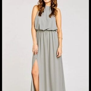 Show Me Your Mumu Heather Halter Bridesmaid Drapey Slit Dress